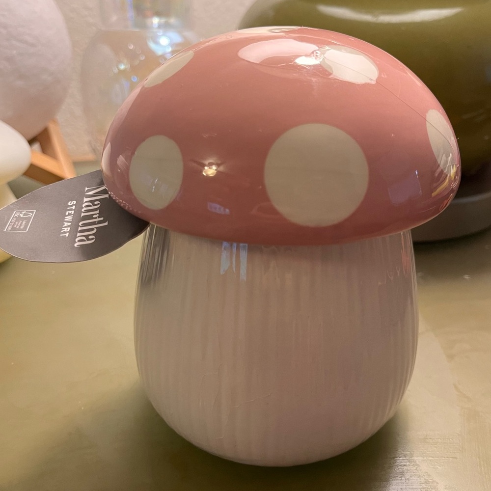 Pink Cottagcore Mushroom Candle Martha Stewart